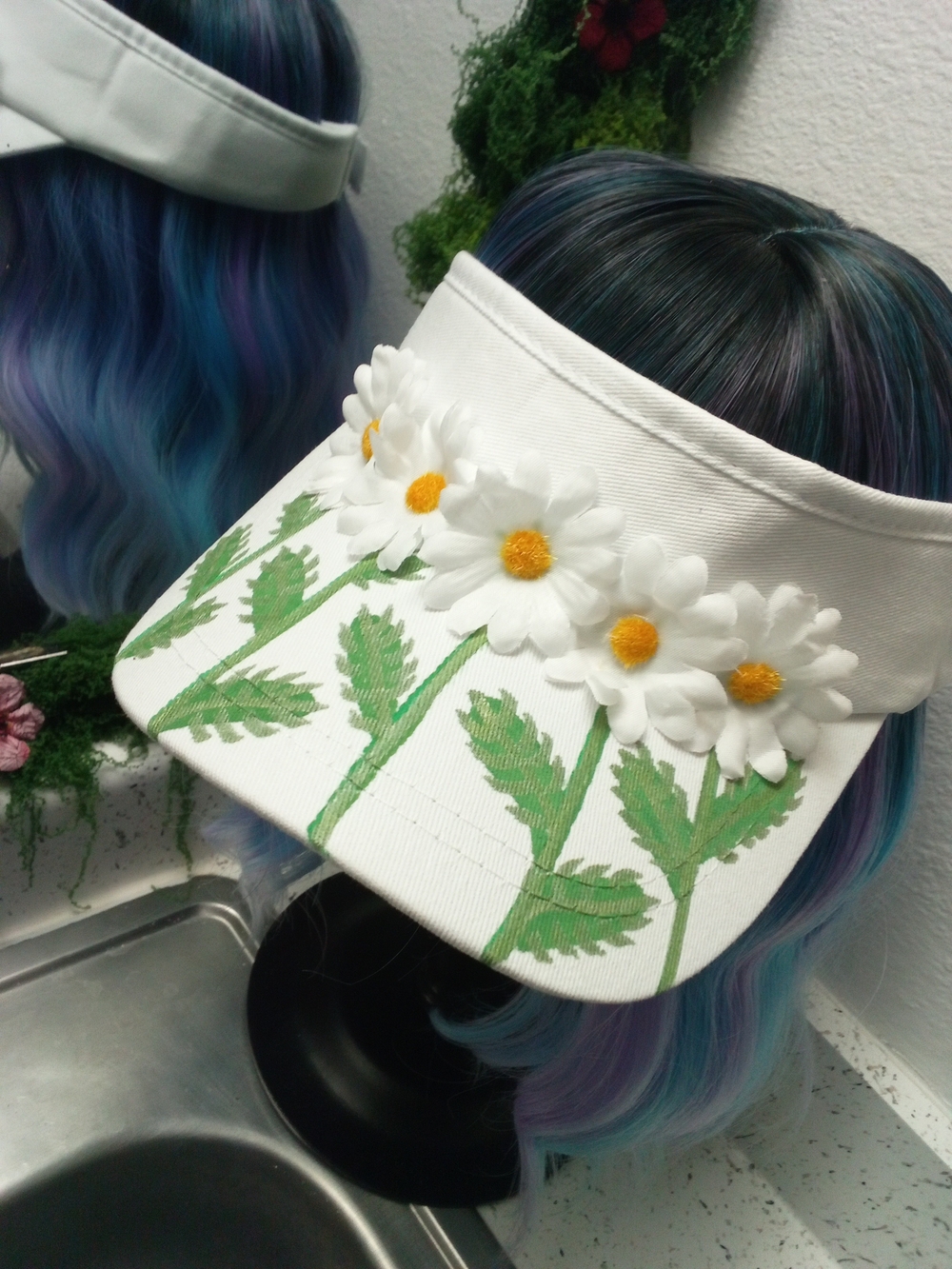 White Daisy Embellished Visor